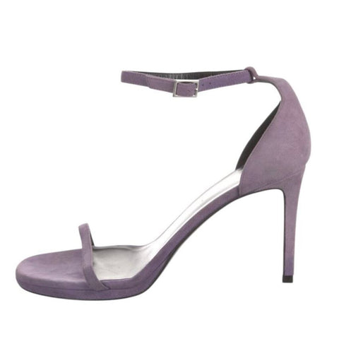 *Saint Laurent Jane Suede Ankle Strap Stiletto Sandals, Size 38.5