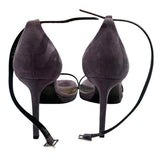 *Saint Laurent Jane Suede Ankle Strap Stiletto Sandals, Size 38.5
