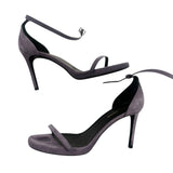 *Saint Laurent Jane Suede Ankle Strap Stiletto Sandals, Size 38.5