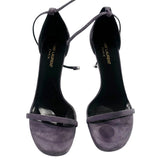 *Saint Laurent Jane Suede Ankle Strap Stiletto Sandals, Size 38.5