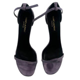 *Saint Laurent Jane Suede Ankle Strap Stiletto Sandals, Size 38.5