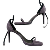*Saint Laurent Jane Suede Ankle Strap Stiletto Sandals, Size 38.5
