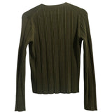 ^Elie Tahari Wool Blend Ribbed V Neck Turn Lock Buttons Cardigan Sweater, Size M