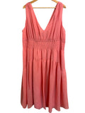 *NWT Vince V-Neck Sleeveless Smocked Textured Tencel Midi Dress, Size 2XL