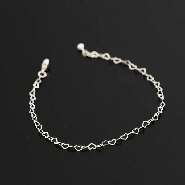 Katie Waltman Sterling Silver Heart Links Chain Bracelet