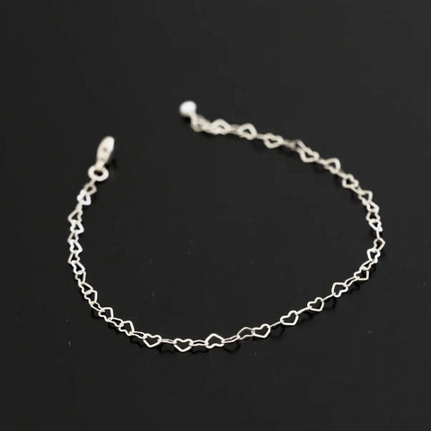 Katie Waltman Sterling Silver Heart Links Chain Bracelet