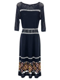 *NWT Harare (Anthro) Diana Cotton Knit Crochet Trim 3/4 Sleeve Midi Dress, Size M