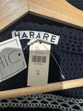 *NWT Harare (Anthro) Diana Cotton Knit Crochet Trim 3/4 Sleeve Midi Dress, Size M
