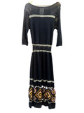 *NWT Harare (Anthro) Diana Cotton Knit Crochet Trim 3/4 Sleeve Midi Dress, Size M