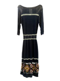*NWT Harare (Anthro) Diana Cotton Knit Crochet Trim 3/4 Sleeve Midi Dress, Size M