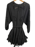 *Rhode Resort Ella Cotton Eyelet Dolman Long Sleeve Round Neck Braided Belt Full Mini Dress, Size M