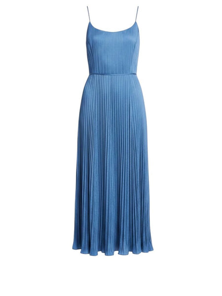 *Vince Pleated Satin Scoop Cami Tie Waist Midi Dress, Size XS
