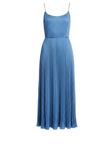 *Vince Pleated Satin Scoop Cami Tie Waist Midi Dress, Size XS