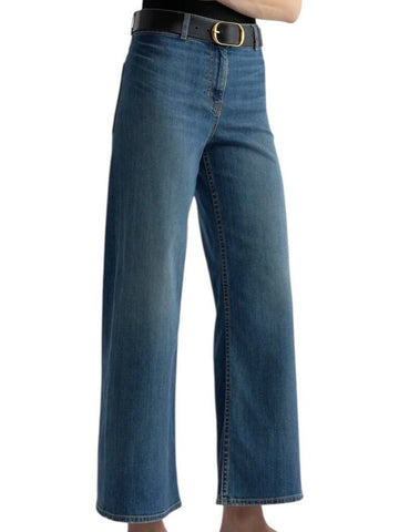 *Nili Lotan Megan Distressed Denim High Rise Flat Front Wide Leg Crop Jeans, Size 27(4)
