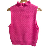 *Ganni Alpaca & Merino Pointelle Knit Sleeveless Ruffle Trim Keyhole Neck Top Sweater Vest, Size XS/S