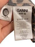 *GANNI Cotton & Silk Leopard Puff Sleeve Square Neck Smocked Bodice Maxi Dress, Size EU40=8