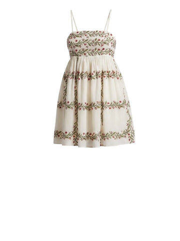 *NWT Samant Chauhan x Anthropologie Cotton Embroidered Floral Cami Mini Dress, Size M