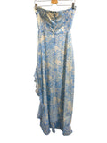 *Amanda Uprichard Eden Chiffon Floral Sweetheart Strapless Thigh-High Slit Maxi Dress, Size M