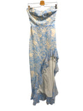 *Amanda Uprichard Eden Chiffon Floral Sweetheart Strapless Thigh-High Slit Maxi Dress, Size M