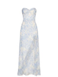 *Amanda Uprichard Eden Chiffon Floral Sweetheart Strapless Thigh-High Slit Maxi Dress, Size M