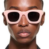 *Strata Roadcase Pink Acetate Smoke Polarized Lens Rectangular Sunglasses w/Case