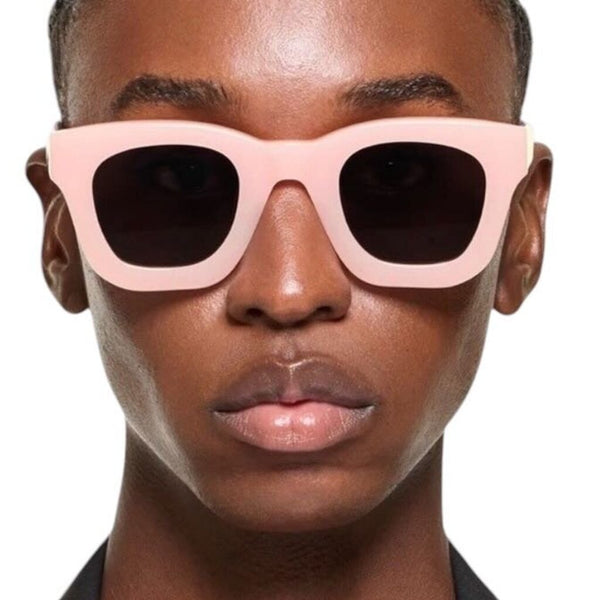 *Strata Roadcase Pink Acetate Smoke Polarized Lens Rectangular Sunglasses w/Case