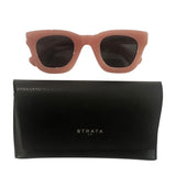 *Strata Roadcase Pink Acetate Smoke Polarized Lens Rectangular Sunglasses w/Case