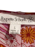 *Poupette St. Barth Floral Ruffle Trim Sleeveless Surplice Tie Wrap Mini Dress, Size L