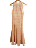 *NWT Akris Punto Cotton & Linen Tweed Organza Stripe Sleeveless Fit Flare Midi Dress w/Slip, Size 4