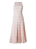 *NWT Akris Punto Cotton & Linen Tweed Organza Stripe Sleeveless Fit Flare Midi Dress w/Slip, Size 4