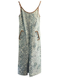 *NWT Ramy Brook Luna Cotton Woven Check Sleeveless Scoop Neck Cami Front Slit Midi Dress, Size 4