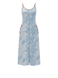 *NWT Ramy Brook Luna Cotton Woven Check Sleeveless Scoop Neck Cami Front Slit Midi Dress, Size 4
