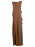 *Lanston Stretch Knit Sleeveless Round Neck Side Tie Waist Faux Wrap Midi Dress, Size M