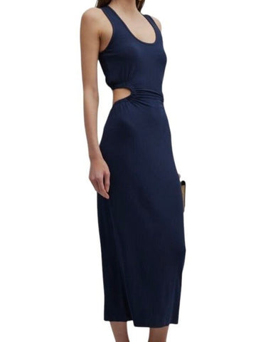 *Jonathan Simkhai Melly Ribbed Jersey Sleeveless Scoop Neck Cut-Out Waist Midi Dress, Size S