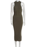 *NWT Andrea Iyamah Nesi Ribbed Knit Sleeveless Halterneck Bodycon Midi Dress, Size S/M