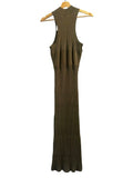 *NWT Andrea Iyamah Nesi Ribbed Knit Sleeveless Halterneck Bodycon Midi Dress, Size S/M