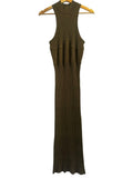*NWT Andrea Iyamah Nesi Ribbed Knit Sleeveless Halterneck Bodycon Midi Dress, Size S/M