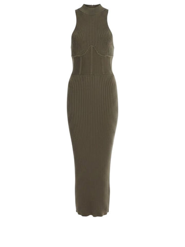 *NWT Andrea Iyamah Nesi Ribbed Knit Sleeveless Halterneck Bodycon Midi Dress, Size S/M