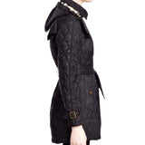 ^Burberry Brit Finsbridge Diamond Quilted Belted Removable Hood Trench Puffer Coat, Size P=XS
