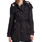 ^Burberry Brit Finsbridge Diamond Quilted Belted Removable Hood Trench Puffer Coat, Size P=XS