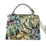 *Valentino Garavani VSling Small Leather & Floral Jacquard Logo Flip Lock Top Handle Crossbody Bag