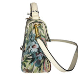 *Valentino Garavani VSling Small Leather & Floral Jacquard Logo Flip Lock Top Handle Crossbody Bag