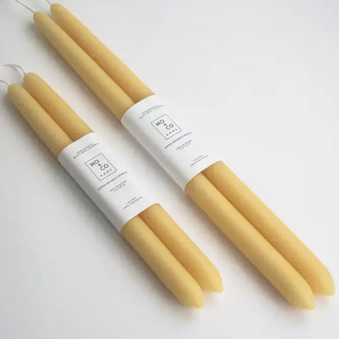 Mo&Co Home 100% Beeswax Dipped 10" Taper Candles-Gold
