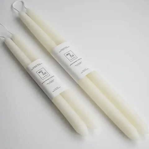Mo&Co Home 100% Beeswax Dipped 10" Taper Candles-White