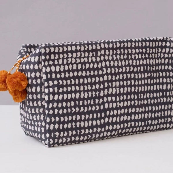 Graymarket Design Dot Navy Block Print Toiletry Bag