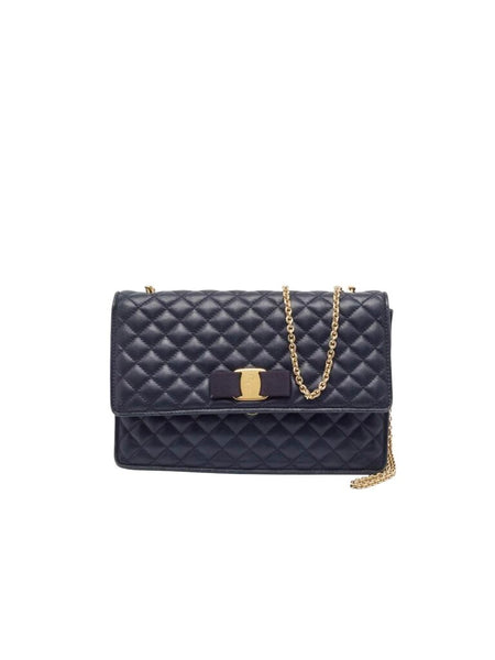 *Salvatore Ferragamo Ginny Quilted Leather Vara Bow Logo Chain Strap Crossbody Bag