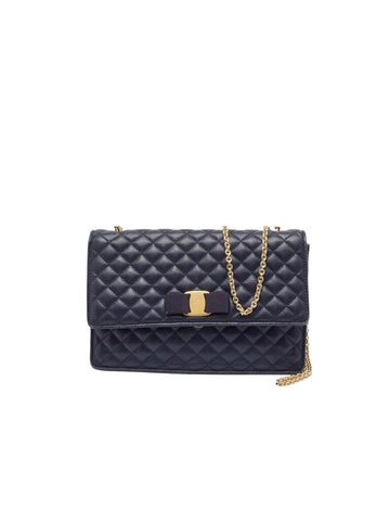 *Salvatore Ferragamo Ginny Quilted Leather Vara Bow Logo Chain Strap Crossbody Bag