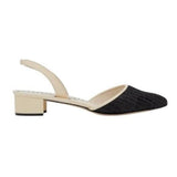 *NWT Manolo Blahnik Raffro Leather & Raffia Pointed Toe Slingback 30mm Block Heel Pumps, Size 35
