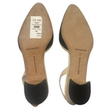 *NWT Manolo Blahnik Raffro Leather & Raffia Pointed Toe Slingback 30mm Block Heel Pumps, Size 35