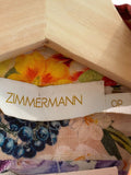 *Zimmermann Wonderland Linen Floral Raffia Trim Short Sleeve Collared Midi Shirt Dress, Size Z0P=XS Petite